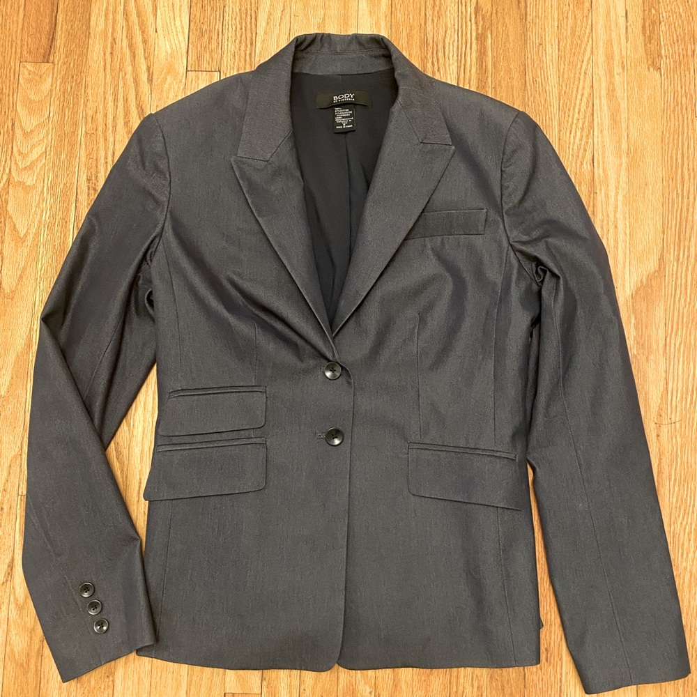 Body by Victoria Navy Blue Fitted Button Blazer Size 6